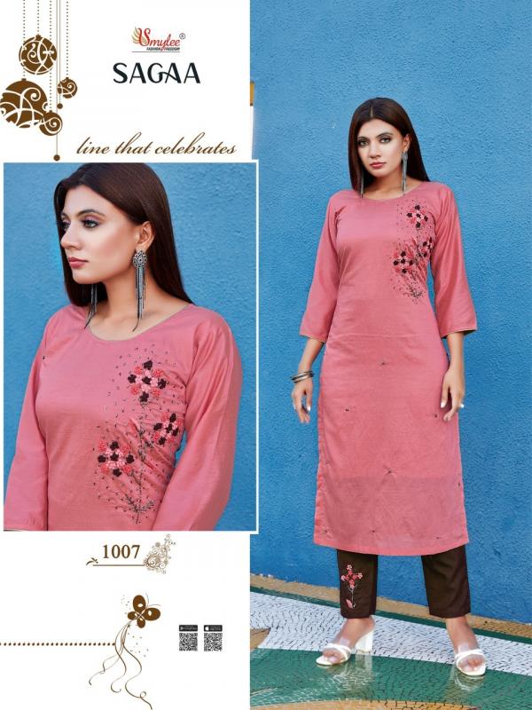 Smylee Sagaa Designer Rich Look Silk Kurti With Bottom